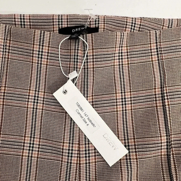 Drew Isabelle Pant Check pattern Camel Brown Preppy Light Academy Professional 6 - Picture 7 of 10